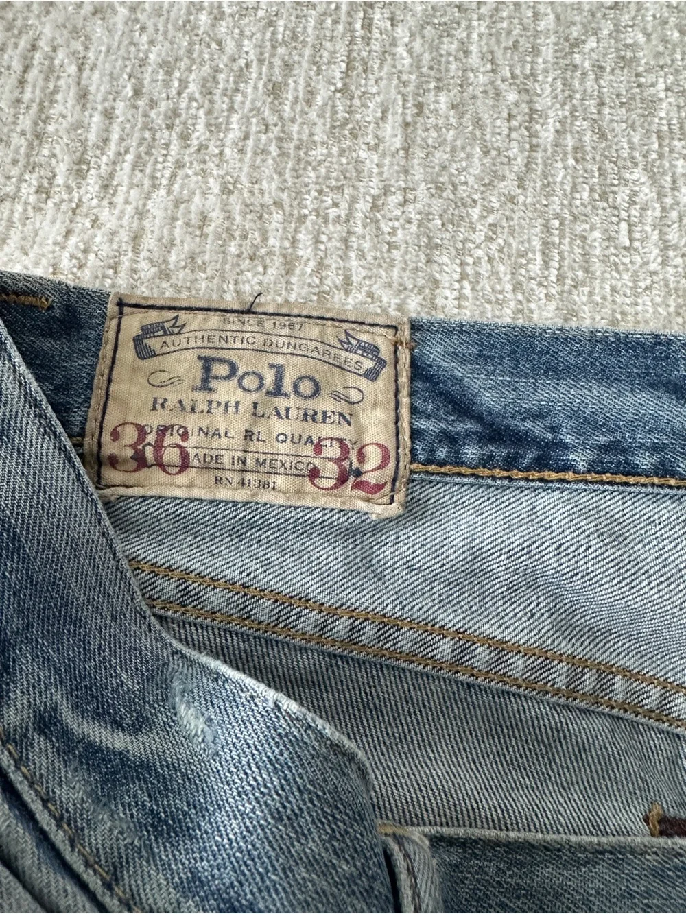 Polo by Ralph Lauren Light Blue Relaxed Jeans with Knee Rips